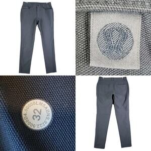 Lululemon ABC Pants Mens 32x32 Blue Gray Slim Fit Tech Canvas 5 Pocket Casual